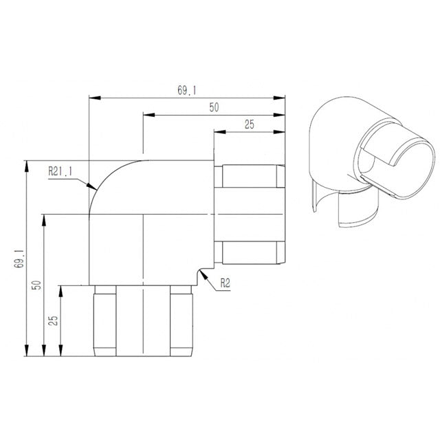 38.1mm Round Mirror Tube 90° Acute Bend