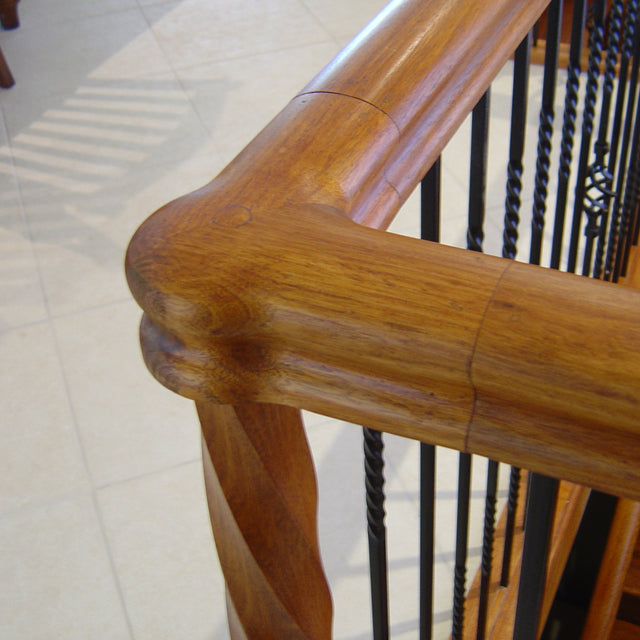 American Oak 1/4 Turn Handrail with Post Cap