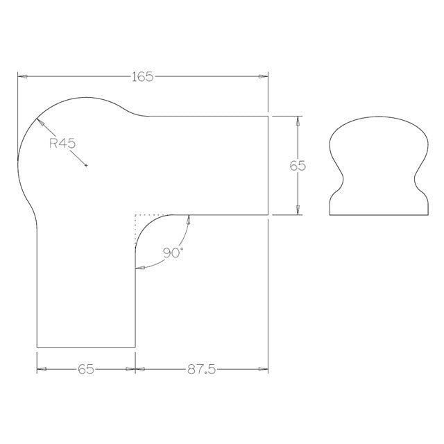 American Oak 1/4 Turn Handrail with Post Cap