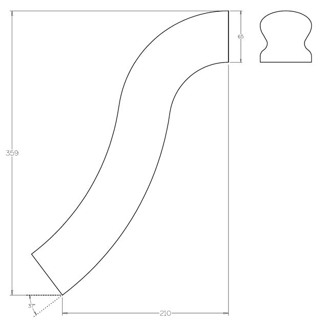 American Oak Gooseneck Handrail for Stairs