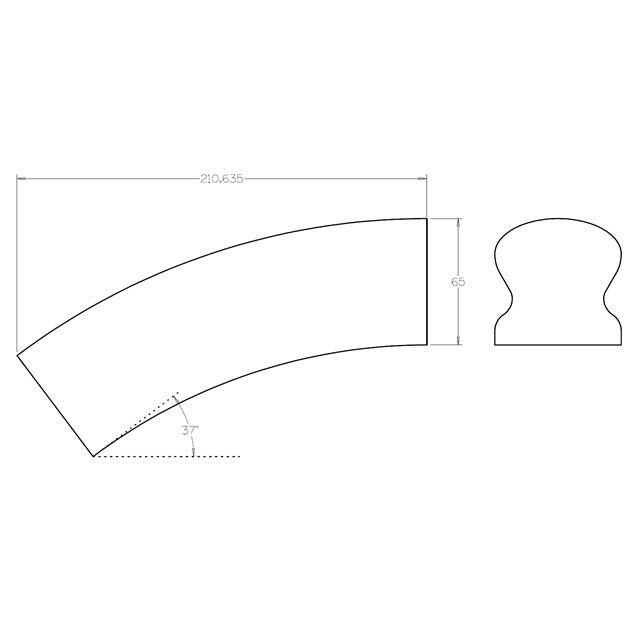 Pine Handrail with 37° Ease Over for Stairs