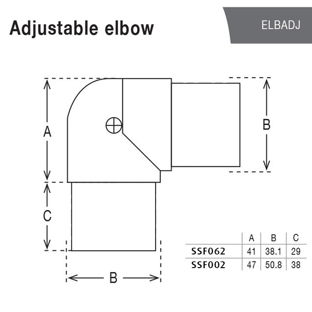 38.1mm Round Mirror Tube Adjustable Bend Connector