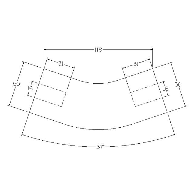 50mm Meranti Ezirail 37° Bend Fitting