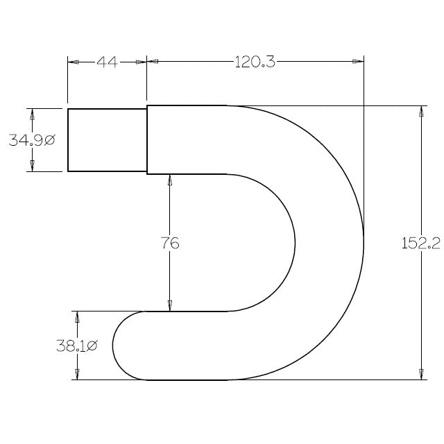 38.1mm Satin Tube 180-Degree Bend Fitting