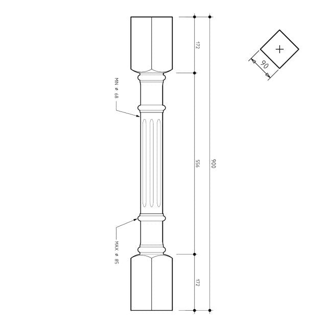 90sq Fluted Column for Elegant Decor