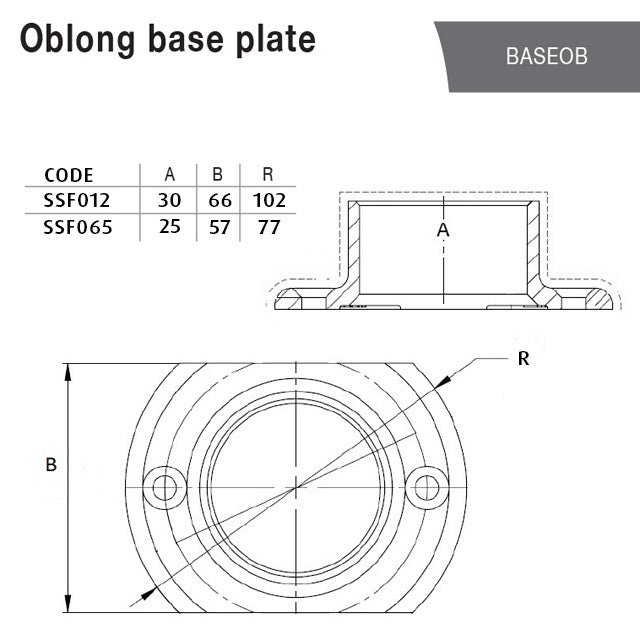 38.1mm Round Mirror Tube Oblong Base Plate