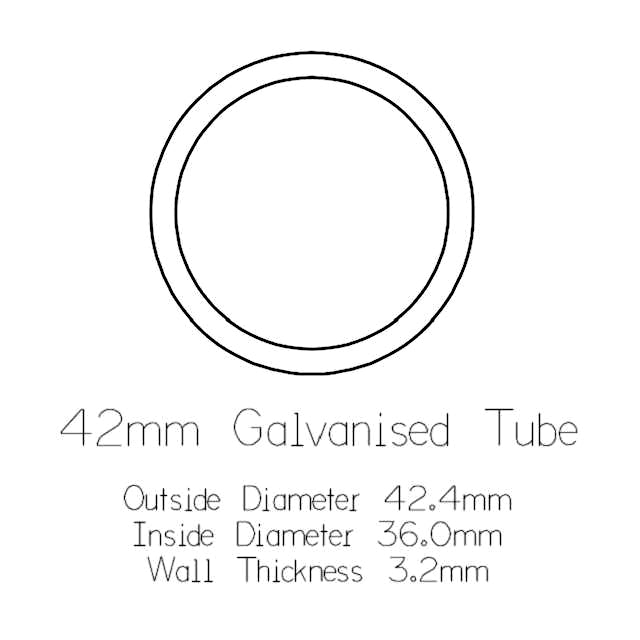 3m Galvanised Steel Pipe - 42mm Round