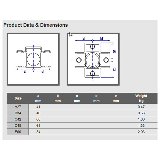42mm Galvanised Pipe 4-Way Cross Fitting
