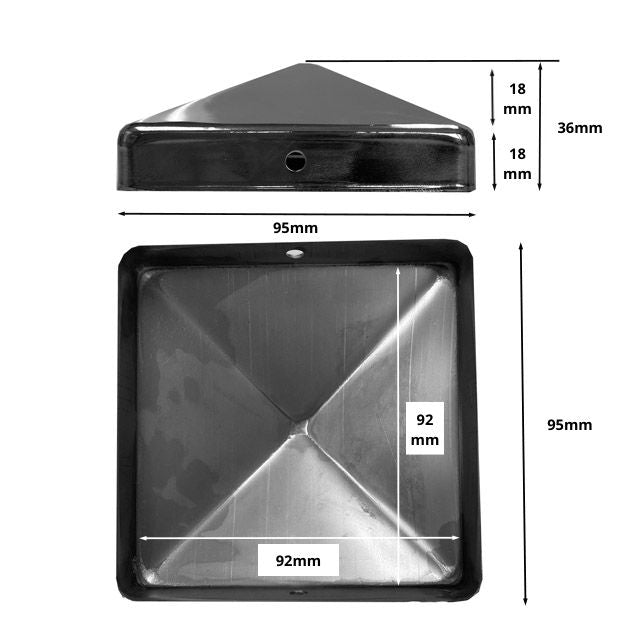 Stainless Steel 90mm Post Cap - Satin Finish