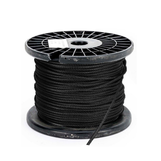 1x19 Black Steel Wire Rope - 3.2mm x 50m Reel
