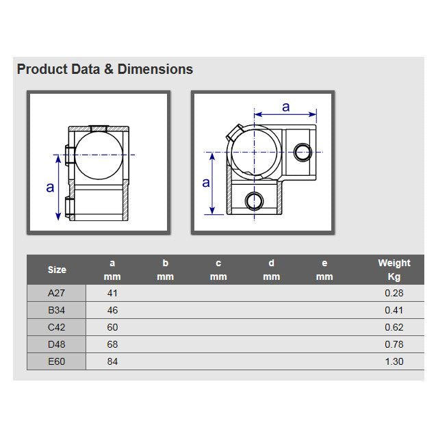48mm Galvanised Pipe Corner T Fitting