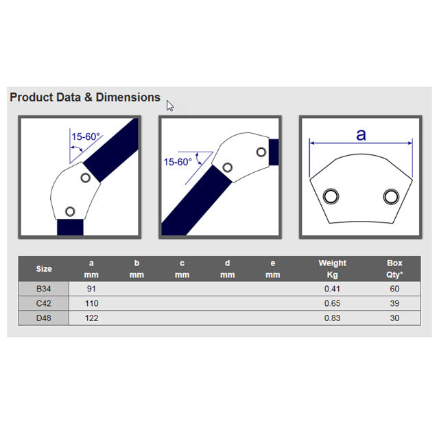48mm Galvanized Pipe Adjustable Elbow (15-60°)
