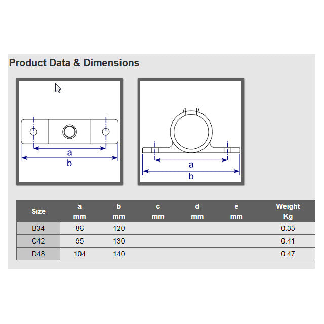 48mm Galvanised Pipe Double Lug Bracket