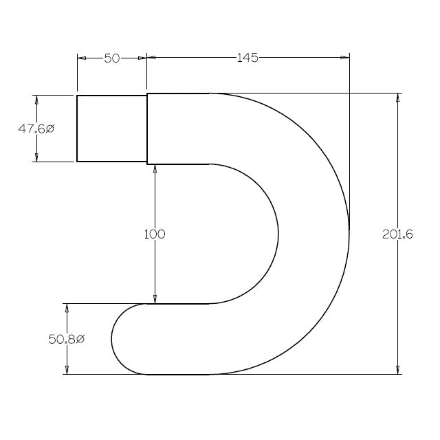 50.8mm Round Mirror Tube 180° Bend Adapter