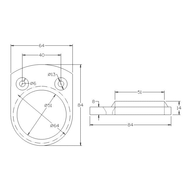 Wall Flange for 50.8mm Round Satin Handrail