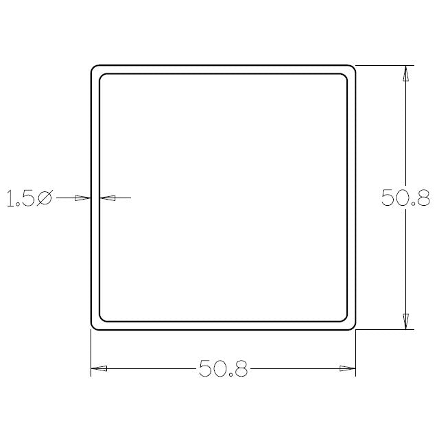316 Satin Square Tube 50.8x50.8mm - 3m Length