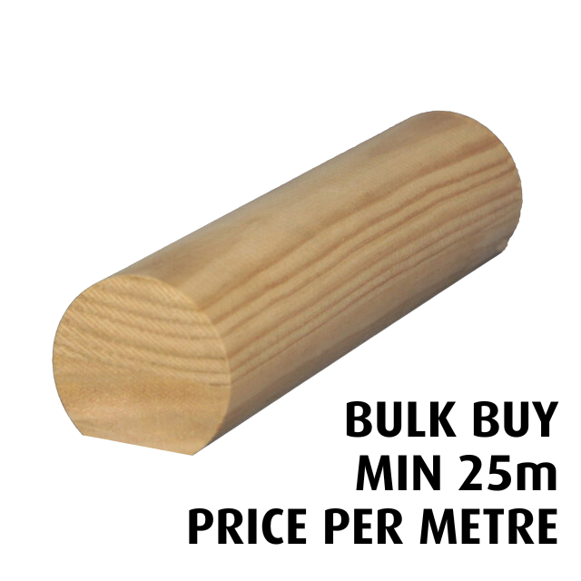 50mm Pine Handrails with Flat Base - Bulk Pack
