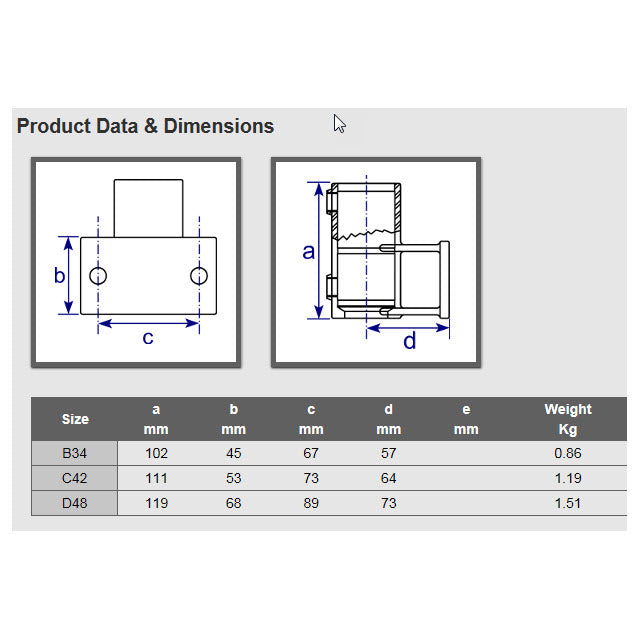 34mm Galvanized Pipe Side Support Bracket