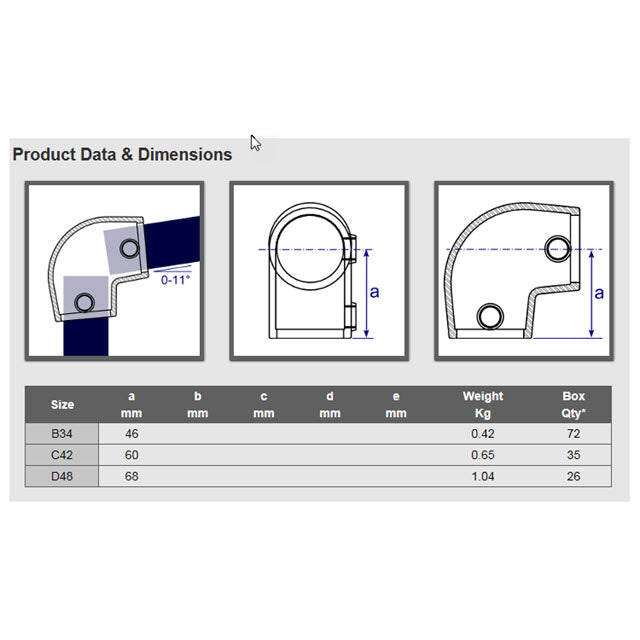 34mm Galvanised Pipe Sloping Elbow (0-11°)
