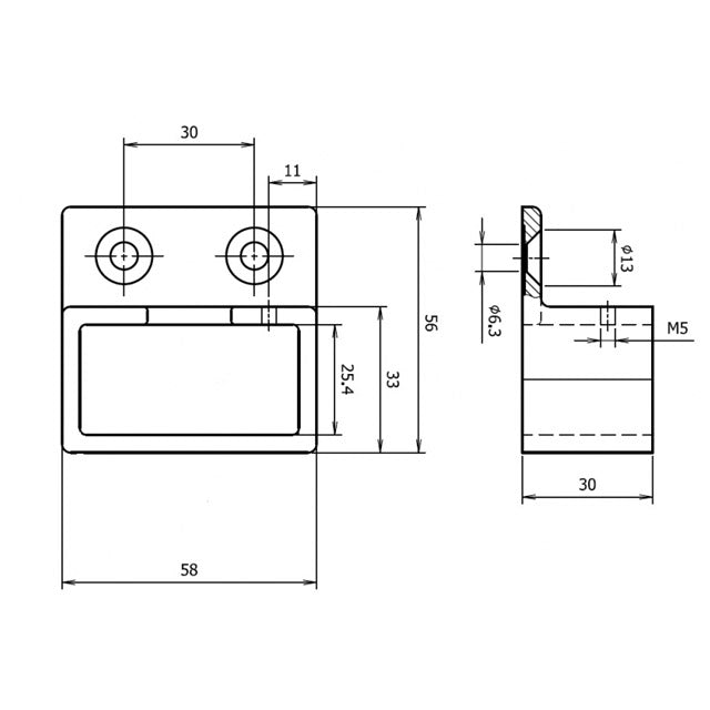 25x50mm Satin Tube Wall Flange Mount