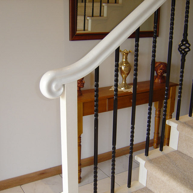 Pine End Scroll Handrail - Heritage Style